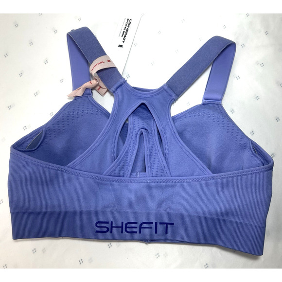 NWT SHEFIT Low Impact Sports Bra PERIWINKLE Size SMALL Adjustable Straps pads - Picture 4 of 9